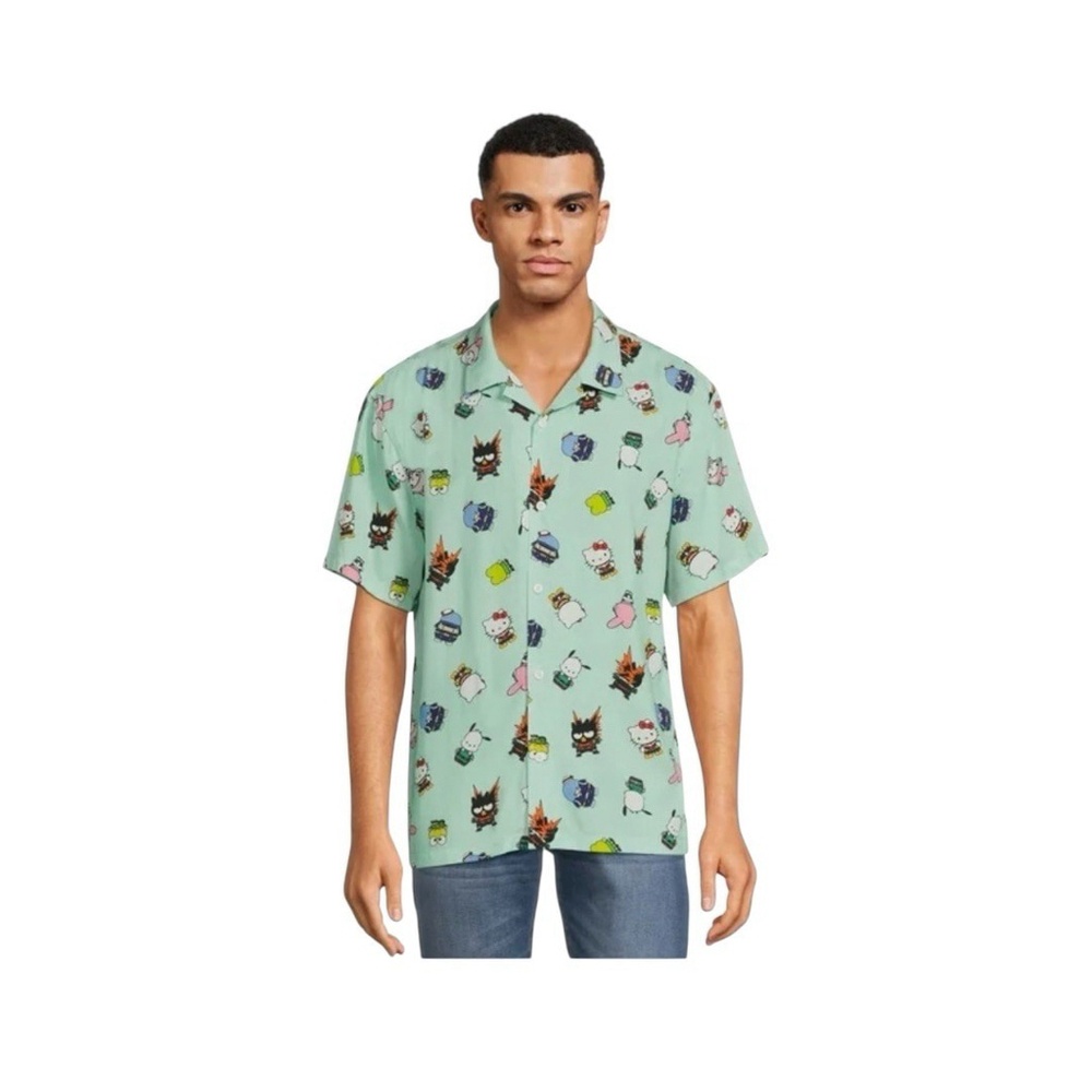 Men’s 3XL My Hero Academia Hello Kitty & Friends Sanrio Button Down Shirt NWT
